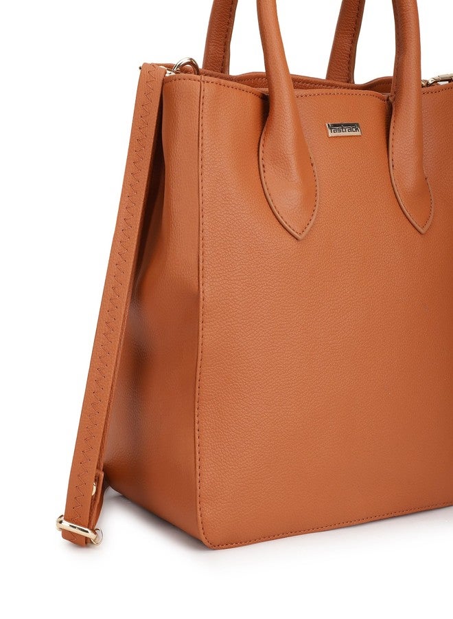 Fastrack Women’s Tan Satchel Bag | Structured Faux-Leather Handbag with Multiple Carry Options & Quick-Access Pockets - Image 5